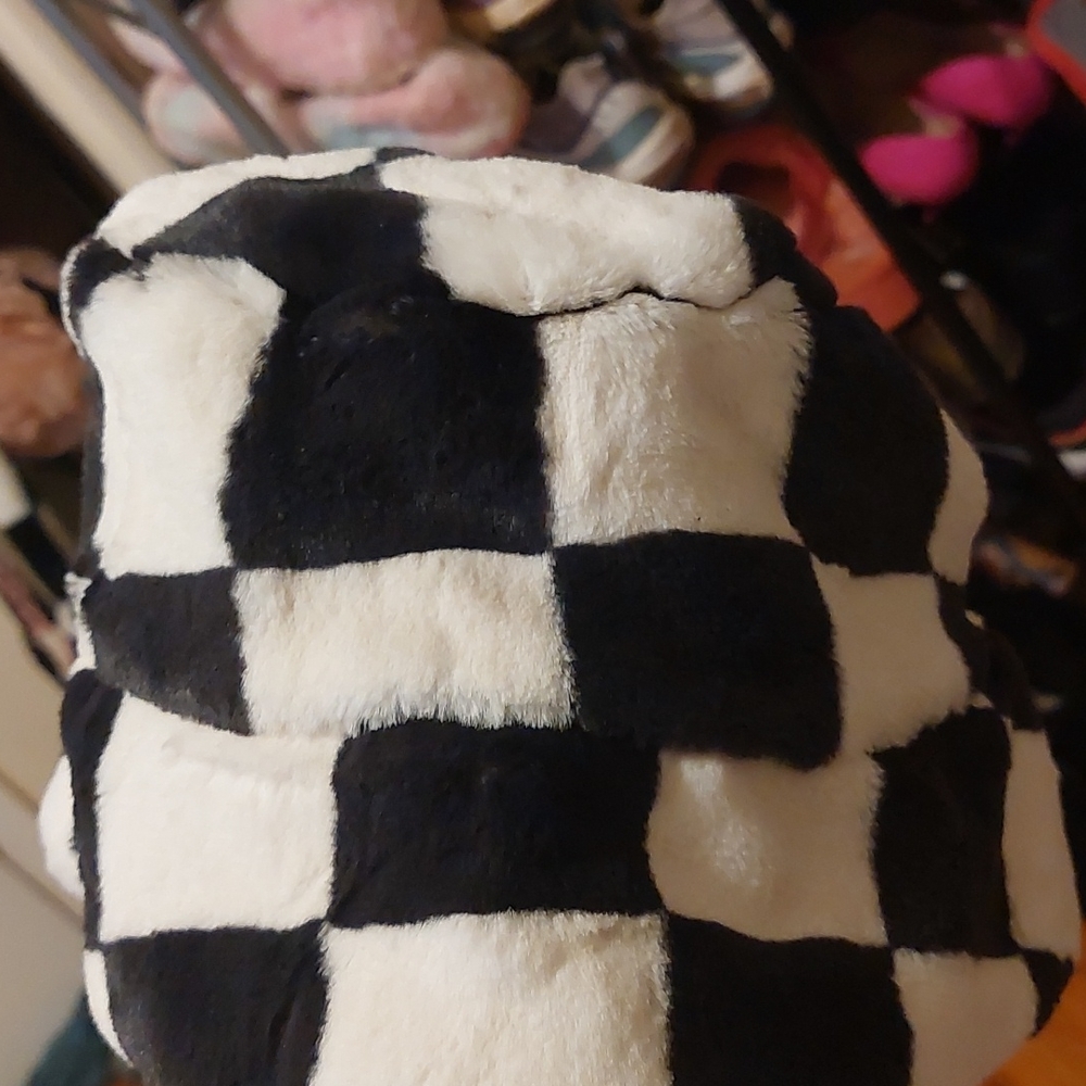 Brand new Suede/velour checker bucket hat